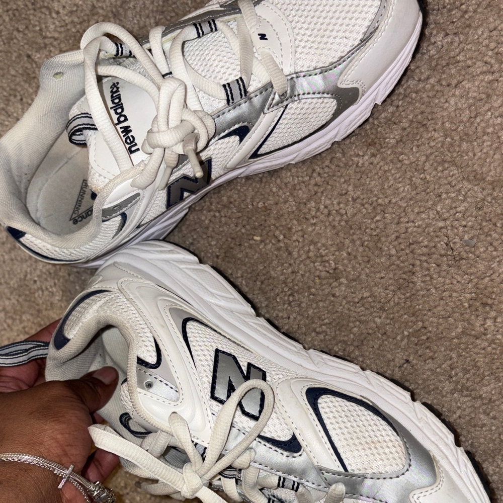 New Balance White, Navy & Gray Sneakers - Picture 4 of 4